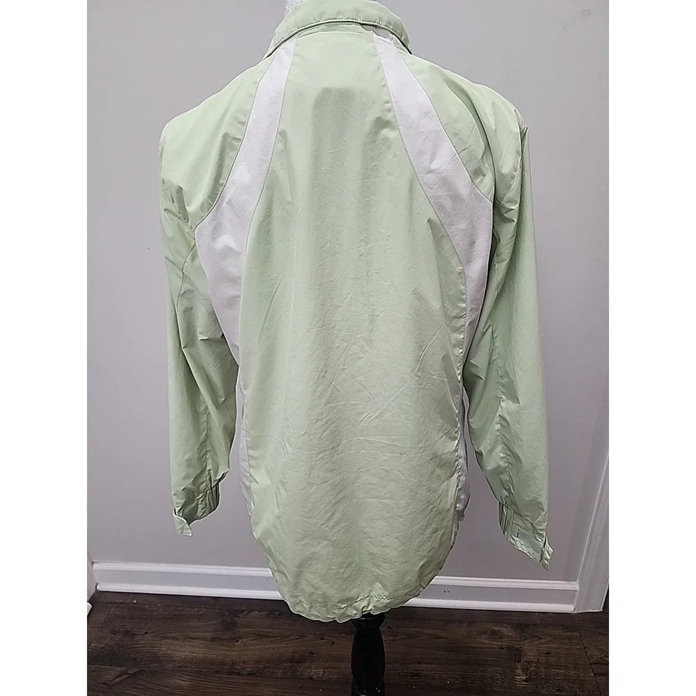 Heritage Cross Women's Windbreaker Jacket M Lime Green White Zip Water Resistant